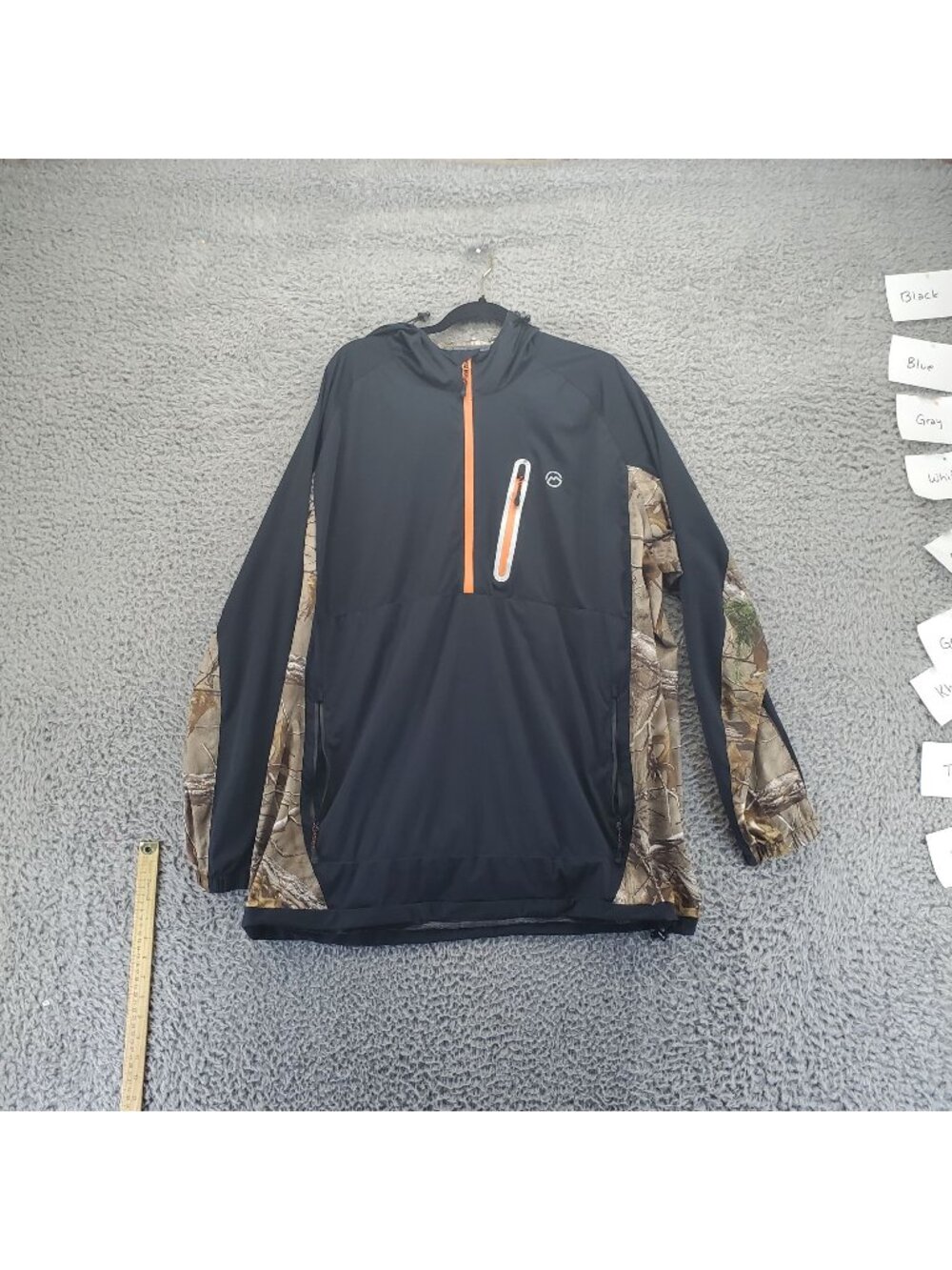 Magellan Outdoors Top Mens 2XL Black Camouflage Hunting Loose Fit Half-Zip